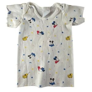 Vintage 1984 Dundee Disney Mickey Mouse Pluto Baby Shirt White Medium USA Retro
